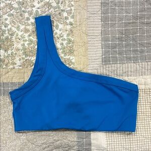 Blue One-Shoulder Sports Bra Top
